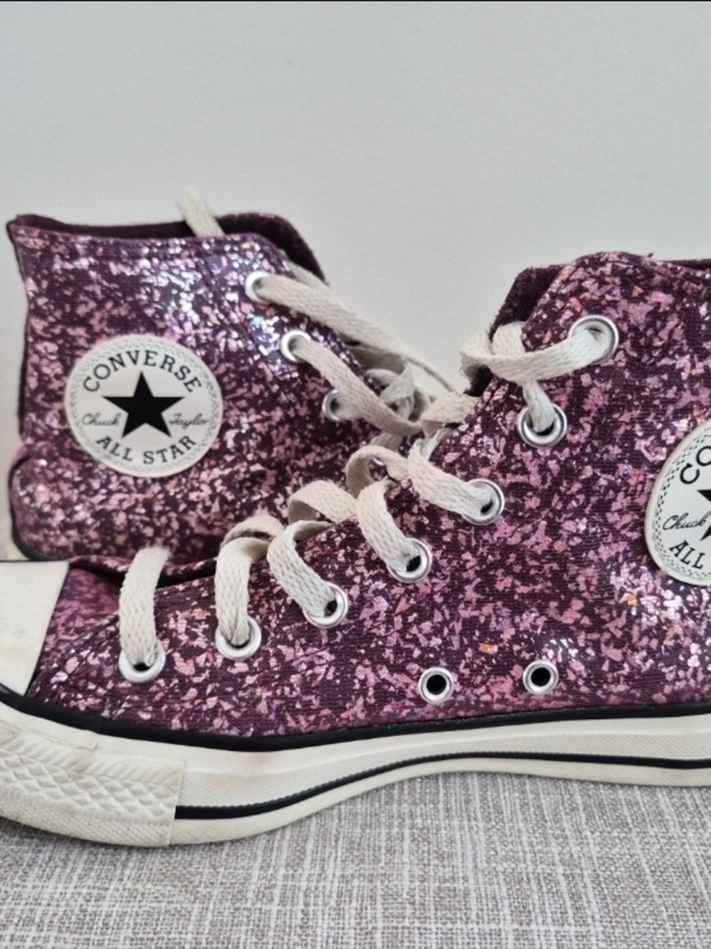 Converse Chuck Taylor All Star Glitter High Top Sneakers Purple & Pink US 7.5